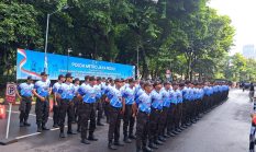 HUT Ke-45 Satpam, Ratusan Satpam Ikuti Gerak Jalan di Polda Metro Jaya
