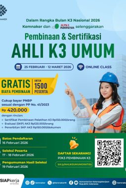 Gratis! Kemnaker Buka Pelatihan Ahli K3 Umum